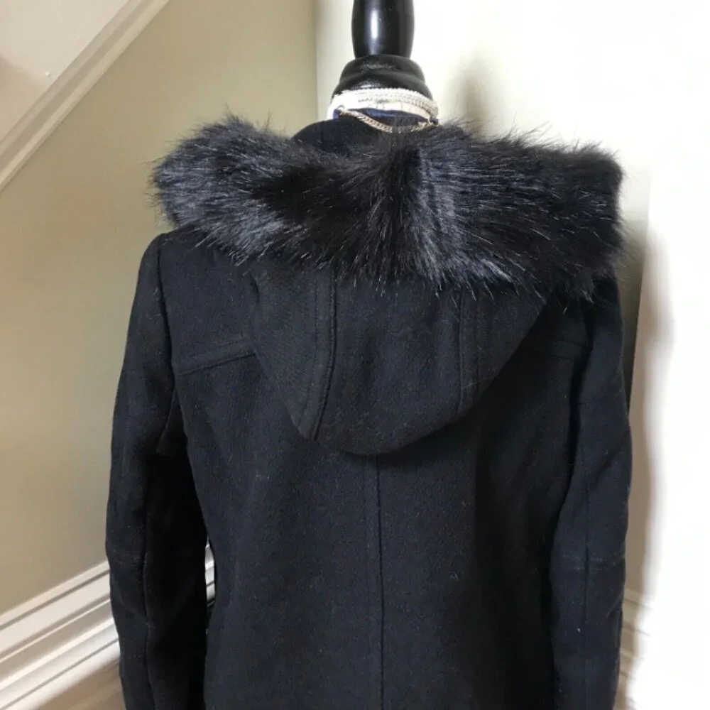 NWOT JCrew Chateau Parka Jacket Coat Womens 00 P Petite Black Stadium Cloth Wool